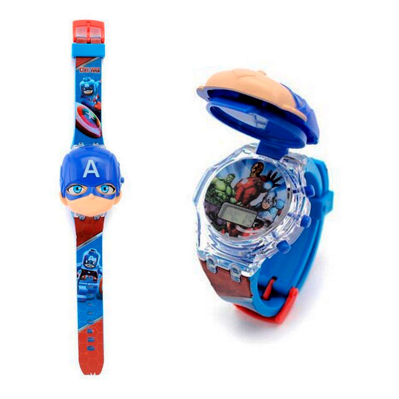 Reloj Niños Digital Luces Sonido Tapa Capitan America